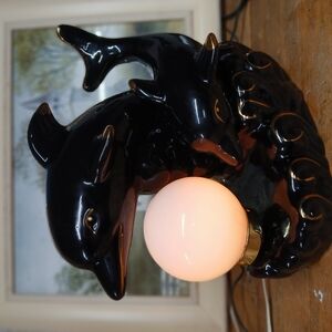 Elegant Black Dolphin Lamp